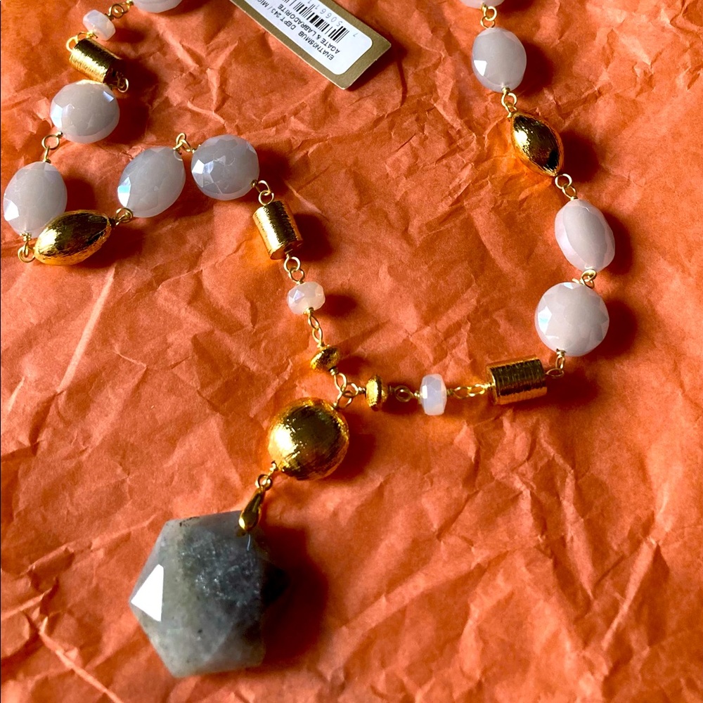 Barse Labradorite Gold Necklace, Natural Shine